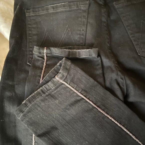 MOTHER The High Waisted Looker Jeans, 25 BLACK w/ glitter piping - Picture 7 of 8